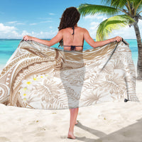Polynesia Humpback Whale Sarong Tropical Plumeria Beige