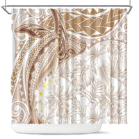 Polynesia Humpback Whale Shower Curtain Tropical Plumeria Beige