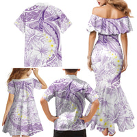 Polynesia Humpback Whale Family Matching Mermaid Dress and Hawaiian Shirt Tropical Plumeria Lavender LT7 - Polynesian Pride