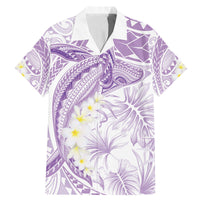 Polynesia Humpback Whale Family Matching Mermaid Dress and Hawaiian Shirt Tropical Plumeria Lavender LT7 Dad's Shirt - Short Sleeve Lavender - Polynesian Pride