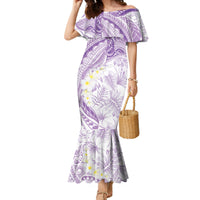 Polynesia Humpback Whale Family Matching Mermaid Dress and Hawaiian Shirt Tropical Plumeria Lavender LT7 Mom's Dress Lavender - Polynesian Pride