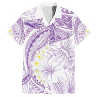 Polynesia Humpback Whale Family Matching Short Sleeve Bodycon Dress and Hawaiian Shirt Tropical Plumeria Lavender LT7 Dad's Shirt - Short Sleeve Lavender - Polynesian Pride