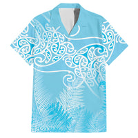 Aotearoa Maori Koru Curves Family Matching Summer Maxi Dress and Hawaiian Shirt Silver Ferns - Turquoise LT7 Dad's Shirt - Short Sleeve Turquoise - Polynesian Pride