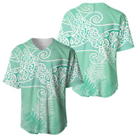 Aotearoa Maori Koru Curves Baseball Jersey Silver Ferns - Mint