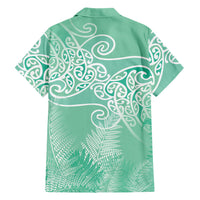 Aotearoa Maori Koru Curves Family Matching Short Sleeve Bodycon Dress and Hawaiian Shirt Silver Ferns - Mint LT7 - Polynesian Pride
