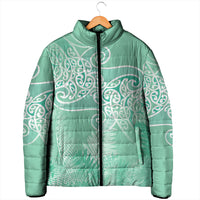 Aotearoa Maori Koru Curves Padded Jacket Silver Ferns - Mint