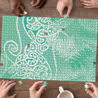 Aotearoa Maori Koru Curves Puzzle Silver Ferns - Mint