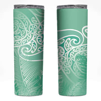 Aotearoa Maori Koru Curves Skinny Tumbler Silver Ferns - Mint