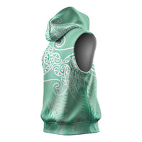 Aotearoa Maori Koru Curves Sleeveless Hoodie Silver Ferns - Mint