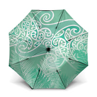 Aotearoa Maori Koru Curves Umbrella Silver Ferns - Mint