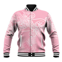 Aotearoa Maori Koru Curves Baseball Jacket Silver Ferns - Rose Pink