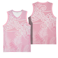 Aotearoa Maori Koru Curves Basketball Jersey Silver Ferns - Rose Pink