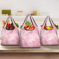 Aotearoa Maori Koru Curves Grocery Bag Silver Ferns - Rose Pink