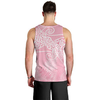 Aotearoa Maori Koru Curves Men Tank Top Silver Ferns - Rose Pink