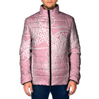 Aotearoa Maori Koru Curves Padded Jacket Silver Ferns - Rose Pink