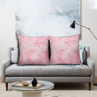 Aotearoa Maori Koru Curves Pillow Cover Silver Ferns - Rose Pink