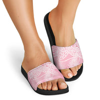 Aotearoa Maori Koru Curves Slide Sandals Silver Ferns - Rose Pink
