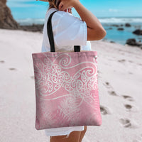 Aotearoa Maori Koru Curves Tote Bag Silver Ferns - Rose Pink