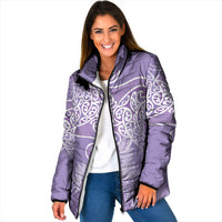 Aotearoa Maori Koru Curves Padded Jacket Silver Ferns - Amethyst