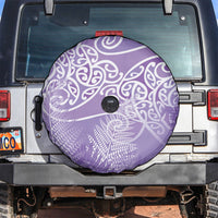 Aotearoa Maori Koru Curves Spare Tire Cover Silver Ferns - Amethyst