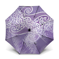 Aotearoa Maori Koru Curves Umbrella Silver Ferns - Amethyst