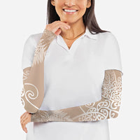 Aotearoa Maori Koru Curves Arm Sleeves Silver Ferns - Mocha
