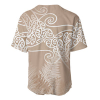 Aotearoa Maori Koru Curves Baseball Jersey Silver Ferns - Mocha