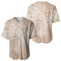 Aotearoa Maori Koru Curves Baseball Jersey Silver Ferns - Mocha