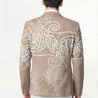 Aotearoa Maori Koru Curves Blazer Silver Ferns - Mocha