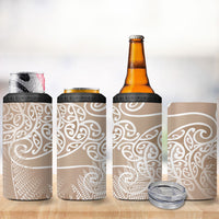 Aotearoa Maori Koru Curves 4 in 1 Can Cooler Tumbler Silver Ferns - Mocha