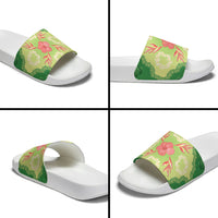 Hawaii Quilt Inspired Collection Aloha Flowers Slide Sandals Plumeria - Ti Leaf Lei LT7 - Polynesian Pride