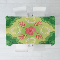 Hawaii Quilt Inspired Collection Aloha Flowers Tablecloth Plumeria - Ti Leaf Lei LT7 Green - Polynesian Pride