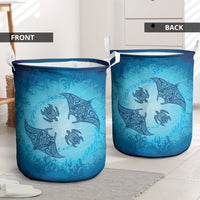 Hawaii Quilt Inspired Collection Aloha Sea Laundry Basket Manta Ray and Turtles LT7 - Polynesian Pride