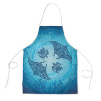 Hawaii Quilt Inspired Collection Aloha Sea Apron Manta Ray and Turtles LT7 Cerulean - Polynesian Pride