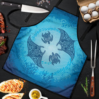 Hawaii Quilt Inspired Collection Aloha Sea Apron Manta Ray and Turtles LT7 Cerulean - Polynesian Pride