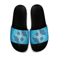 Hawaii Quilt Inspired Collection Aloha Sea Slide Sandals Manta Ray and Turtles LT7 Cerulean - Polynesian Pride