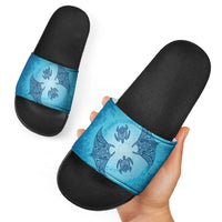 Hawaii Quilt Inspired Collection Aloha Sea Slide Sandals Manta Ray and Turtles LT7 - Polynesian Pride
