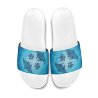 Hawaii Quilt Inspired Collection Aloha Sea Slide Sandals Manta Ray and Turtles LT7 Cerulean - Polynesian Pride