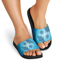 Hawaii Quilt Inspired Collection Aloha Sea Slide Sandals Manta Ray and Turtles LT7 - Polynesian Pride
