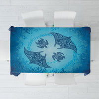 Hawaii Quilt Inspired Collection Aloha Sea Tablecloth Manta Ray and Turtles LT7 Cerulean - Polynesian Pride