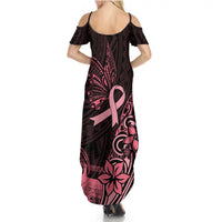 Polynesian Summer Maxi Dress Breast Cancer RIbbon Butterfly Mix Plumeria Curves Pink LT7 - Polynesian Pride