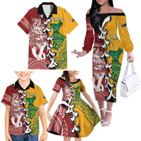 Mate Ma'a Tonga Vs Australia Rugby Personalized Family Matching Off The Shoulder Long Sleeve Dress and Hawaiian Shirt Special Mascots LT7 - Polynesian Pride