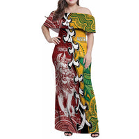 Mate Ma'a Tonga Vs Australia Rugby Personalized Family Matching Off Shoulder Maxi Dress and Hawaiian Shirt Special Mascots LT7 Mom's Dress Colorful - Polynesian Pride