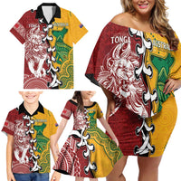 Mate Ma'a Tonga Vs Australia Rugby Personalized Family Matching Off Shoulder Short Dress and Hawaiian Shirt Special Mascots LT7 - Polynesian Pride
