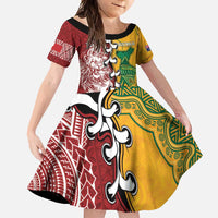 Mate Ma'a Tonga Vs Australia Rugby Personalized Family Matching Summer Maxi Dress and Hawaiian Shirt Special Mascots LT7 Daughter's Dress Colorful - Polynesian Pride
