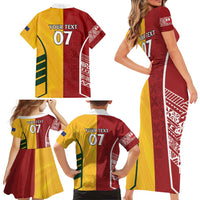 Australia - Tonga Rugby Custom Family Matching Short Sleeve Bodycon Dress and Hawaiian Shirt Minimalist Dynamic LT7 - Polynesian Pride