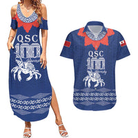 Queen Salote College 100 Years Anniversary Personalized Couples Matching Summer Maxi Dress and Hawaiian Shirt Tonga QSC Royal Blue LT7 Royal Blue - Polynesian Pride