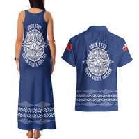 Queen Salote College 100 Years Anniversary Personalized Couples Matching Tank Maxi Dress and Hawaiian Shirt Tonga QSC Royal Blue LT7 - Polynesian Pride