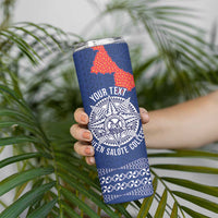 Queen Salote College 100 Years Anniversary Personalized Skinny Tumbler Tonga QSC Royal Blue LT7 - Polynesian Pride