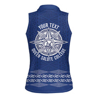 Queen Salote College 100 Years Anniversary Personalized Women Sleeveless Polo Shirt Tonga QSC Royal Blue LT7 - Polynesian Pride
